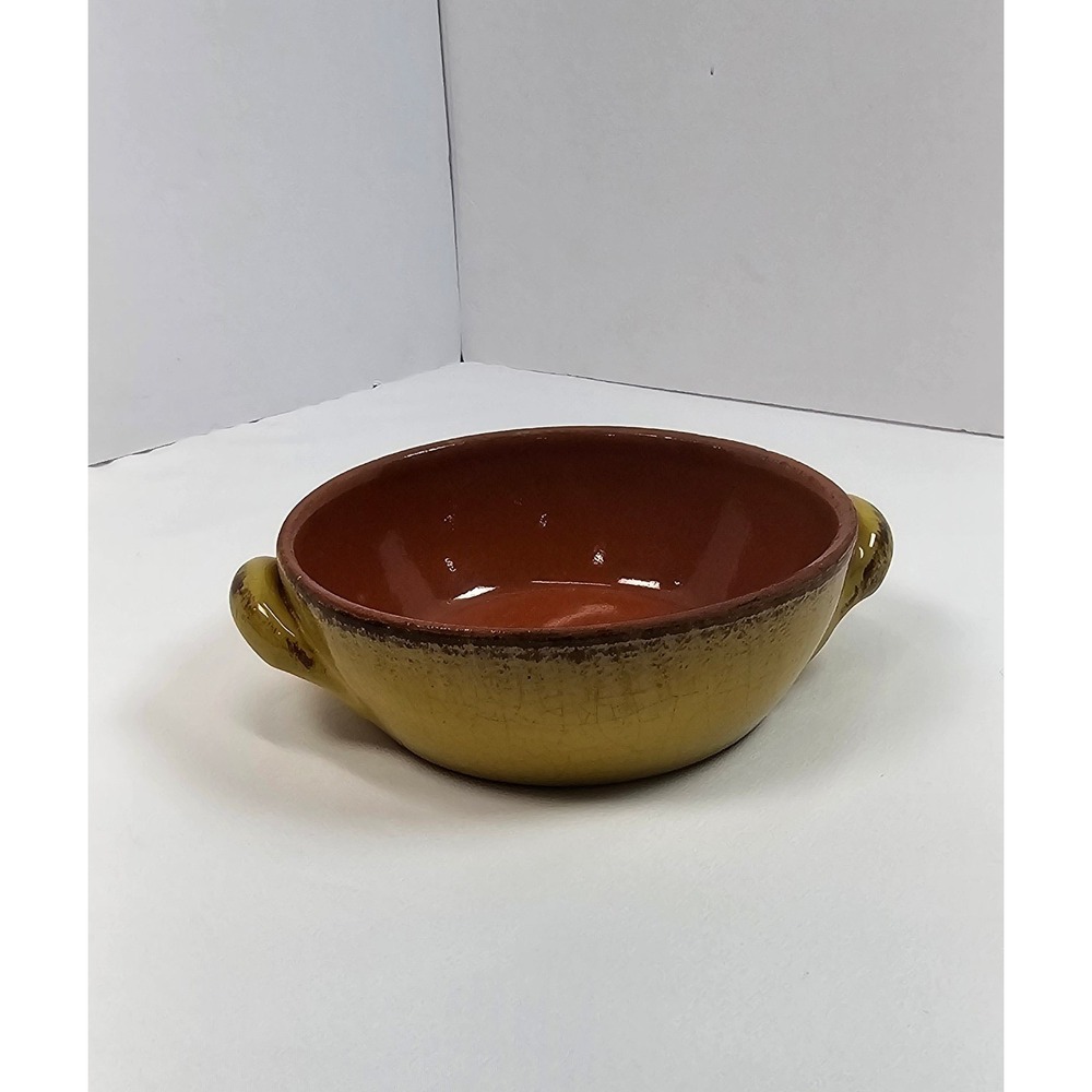 De Silva‎ Terracotta Pottery Yellow Casserole Dish Bowl w/Handles 5.5" Italy